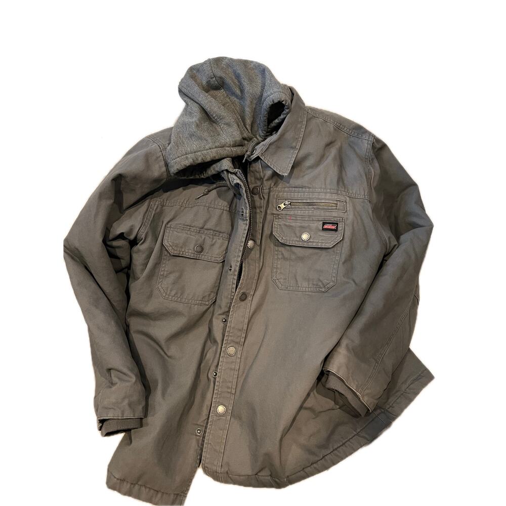 Dickies Denim Grey Hooded Coat Men's 2XL
